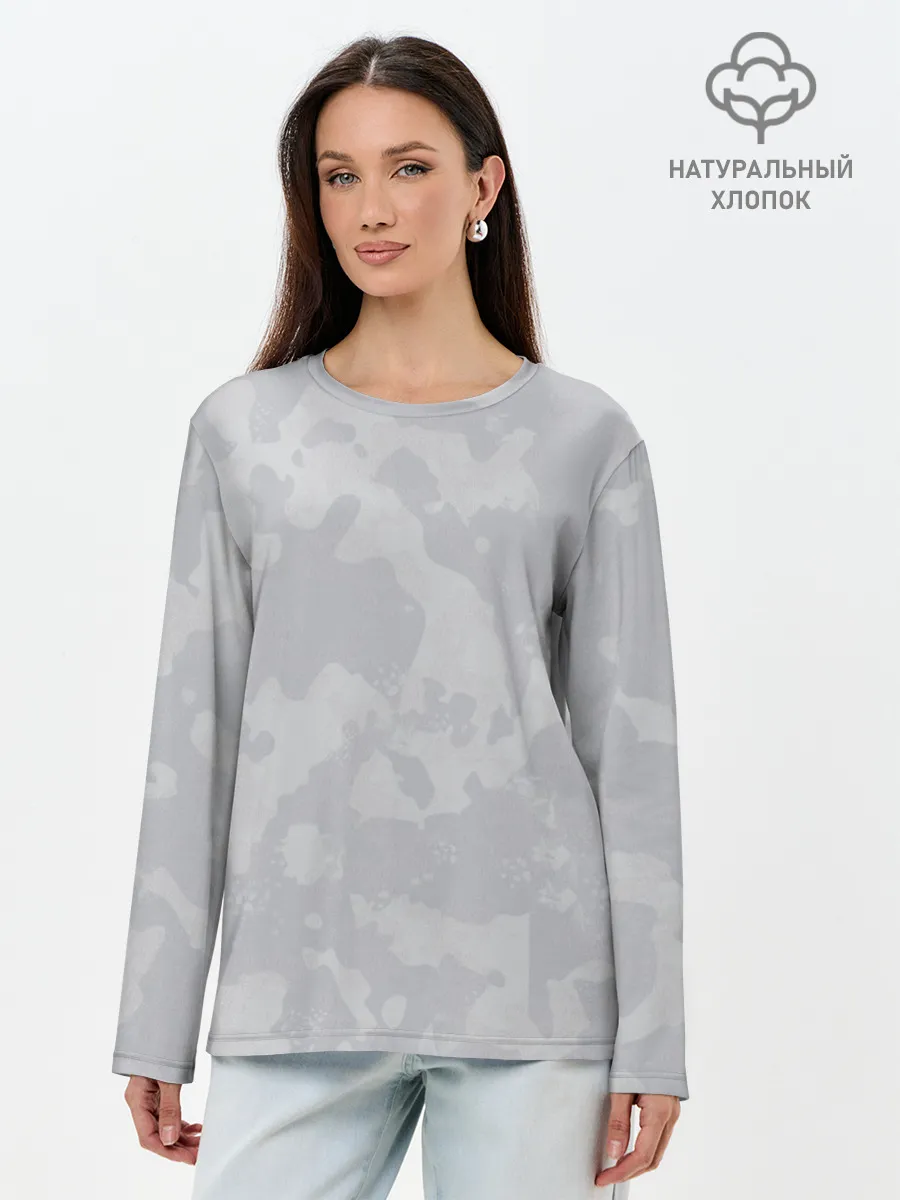 Лонгслив женский. Хлопок / Светло-серая