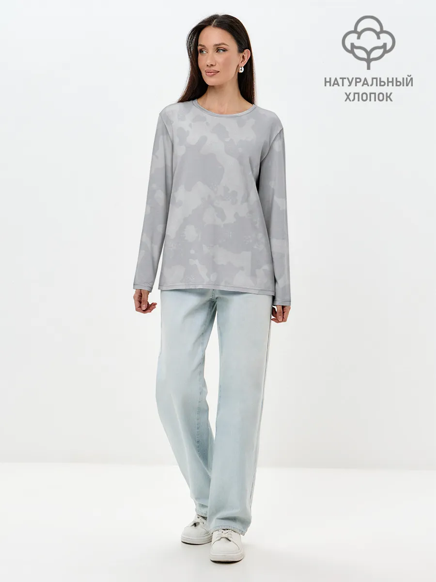 Лонгслив женский. Хлопок / Светло-серая