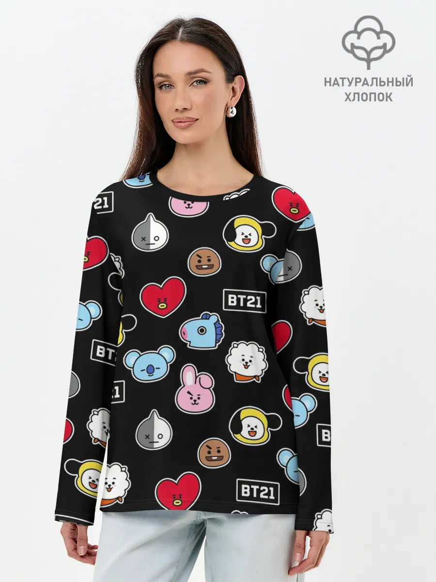 Лонгслив женский. Хлопок / BT21 | BTS | БТС | BANGTAN BOYS
