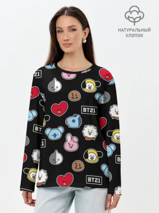 Лонгслив женский. Хлопок / BT21 | BTS | БТС | BANGTAN BOYS
