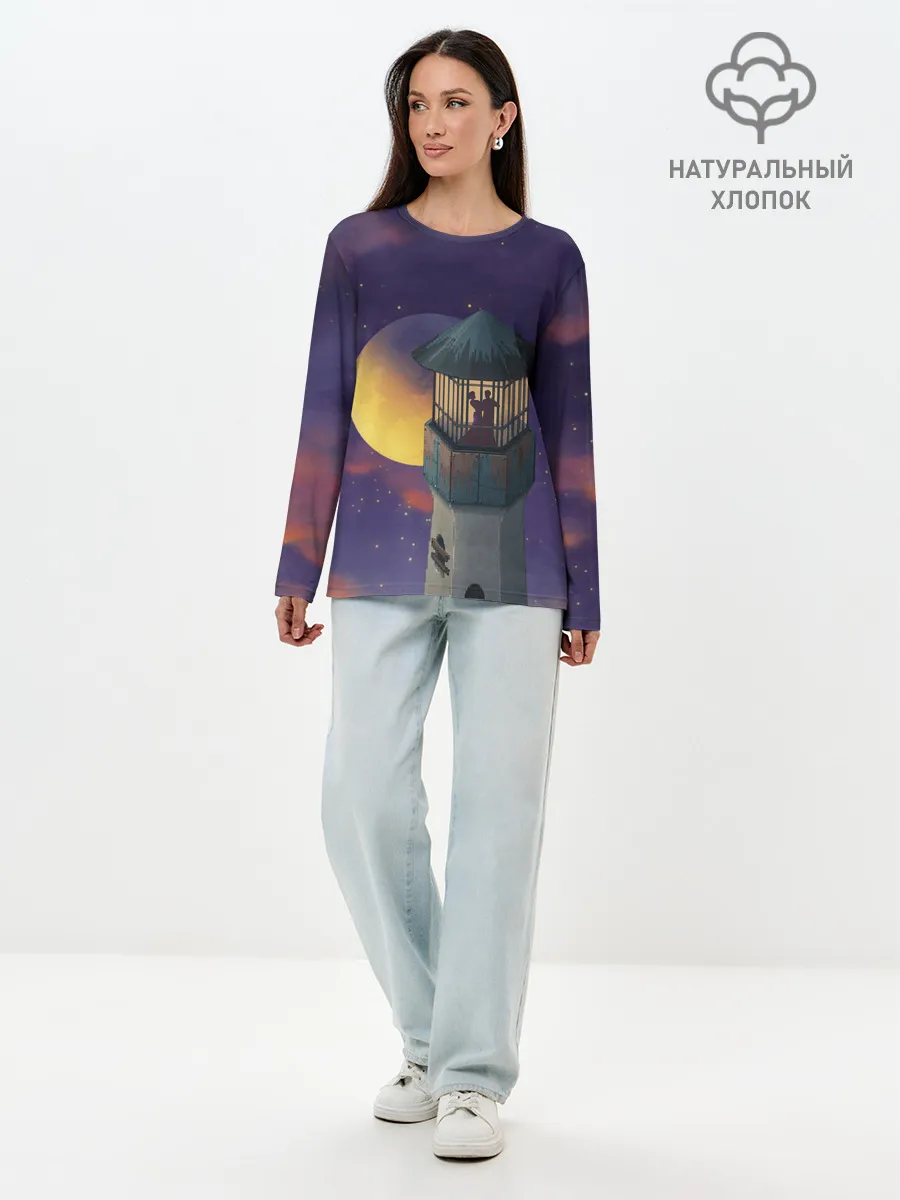 Лонгслив женский. Хлопок / To the Moon 3D