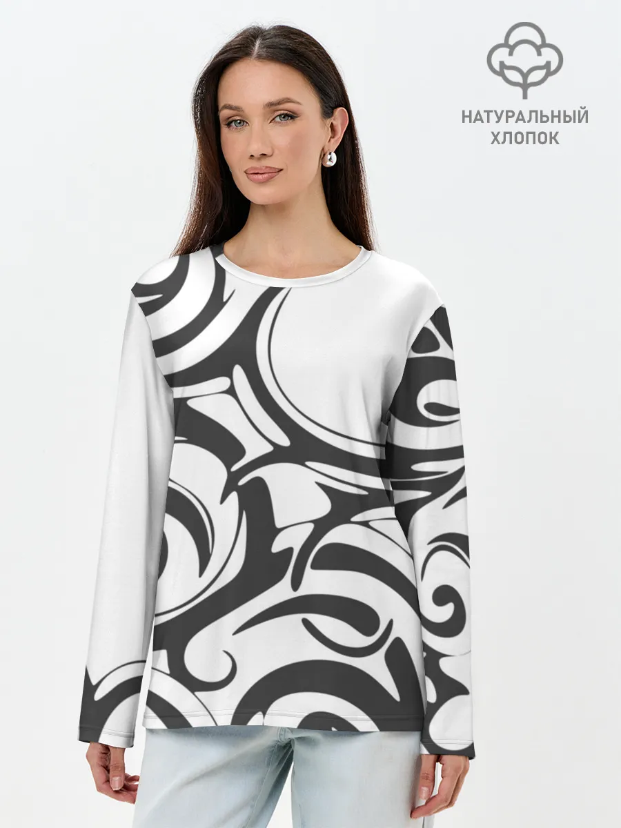 Лонгслив женский. Хлопок / Узоры