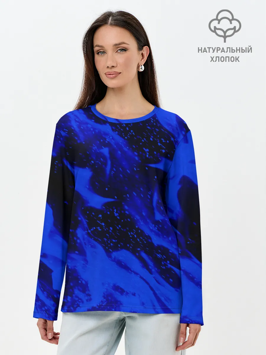 Лонгслив женский. Хлопок / СИНИЙ ОГОНЬ