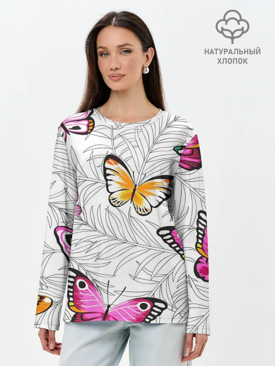 Лонгслив женский. Хлопок / Яркий рой