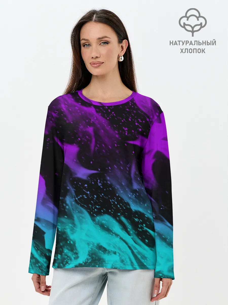 Лонгслив женский. Хлопок / НЕОНОВЫЙ ОГОНЬ