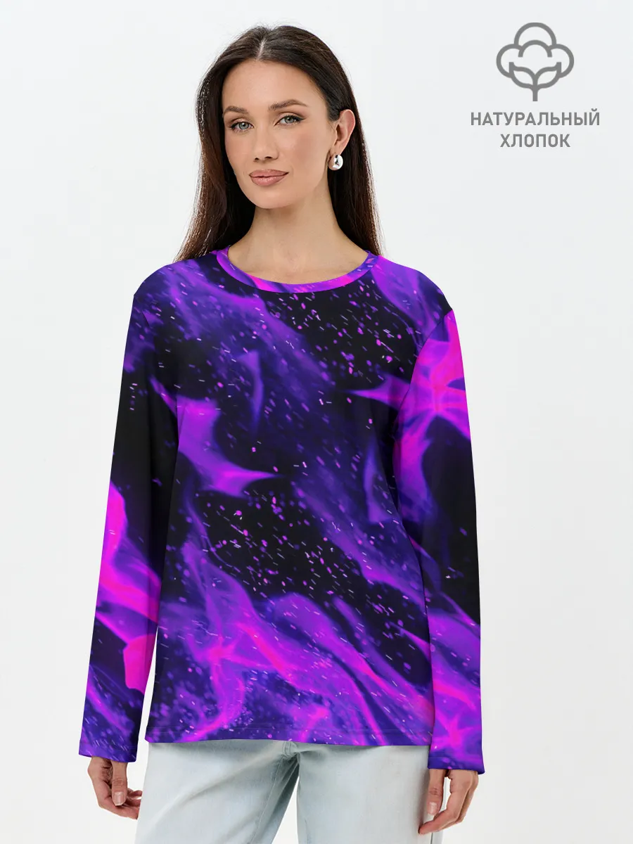 Лонгслив женский. Хлопок / ФИОЛЕТОВЫЙ ОГОНЬ