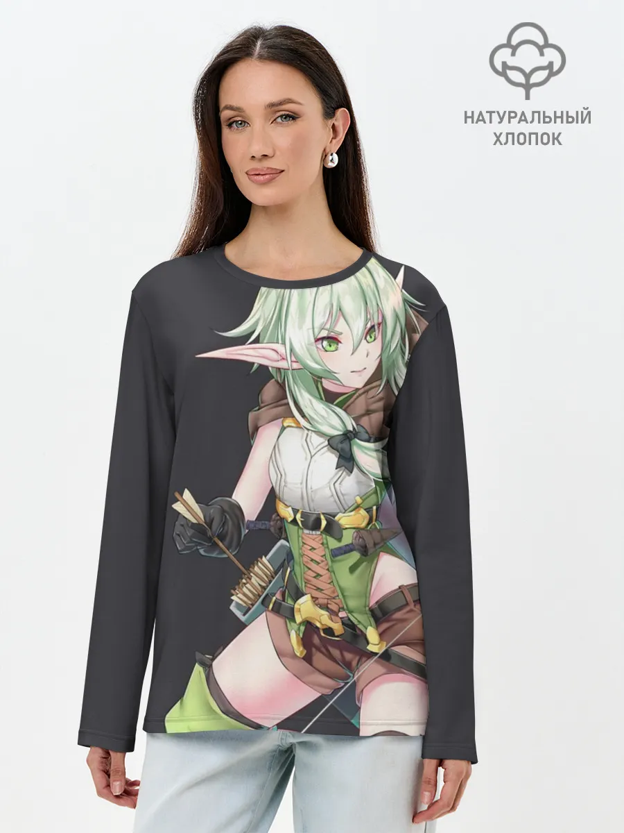 Лонгслив женский. Хлопок / Высшая эльфийка-лучница