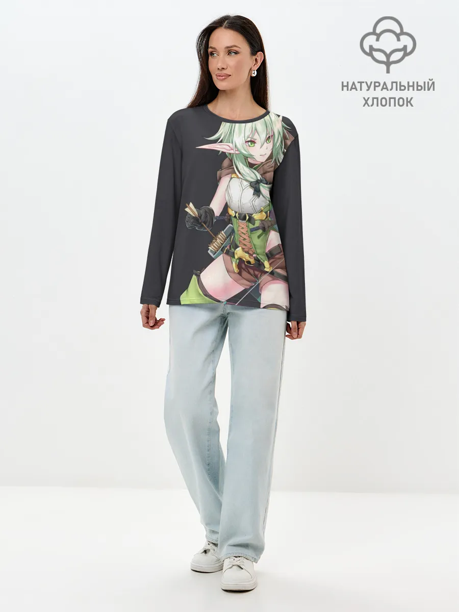 Лонгслив женский. Хлопок / Высшая эльфийка-лучница
