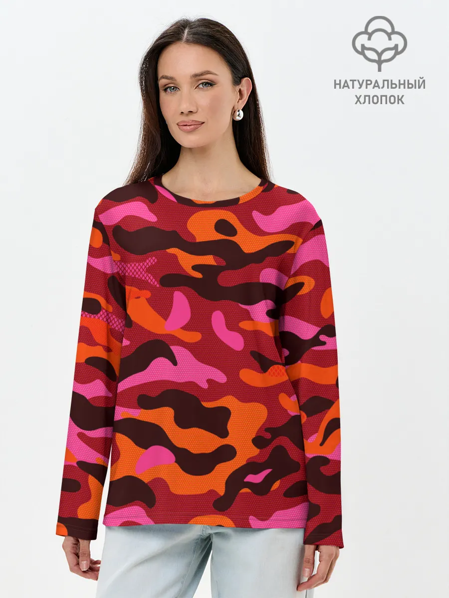 Лонгслив женский. Хлопок / CAMOUFLAGE RED
