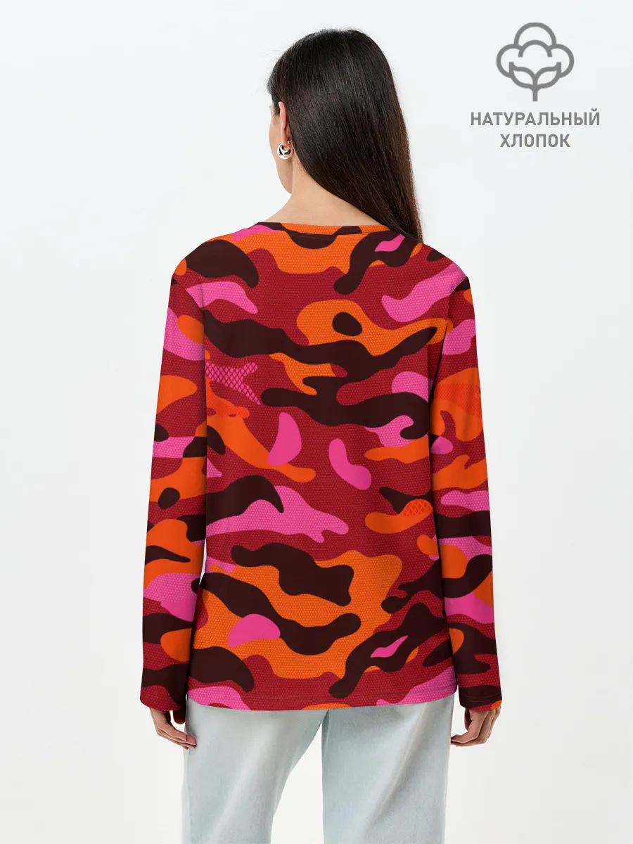 Лонгслив женский. Хлопок / CAMOUFLAGE RED