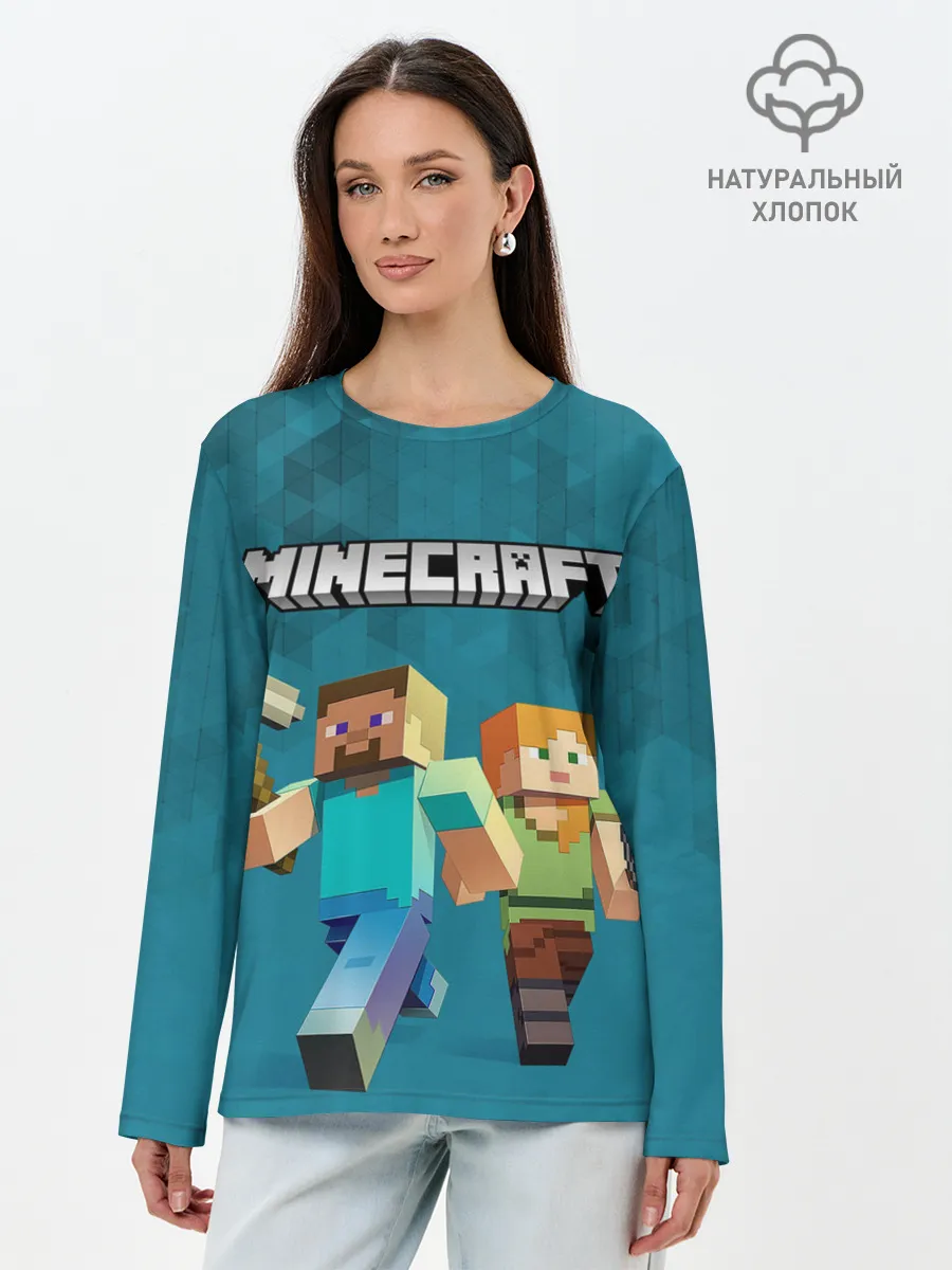Лонгслив женский. Хлопок / Minecraft