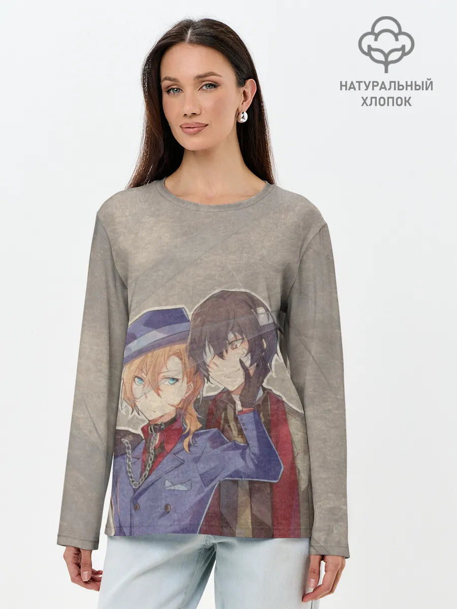 Лонгслив женский. Хлопок / Дазай и чуя