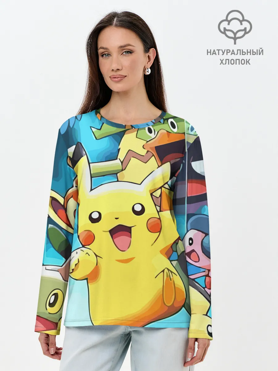 Лонгслив женский. Хлопок / Pokrmons