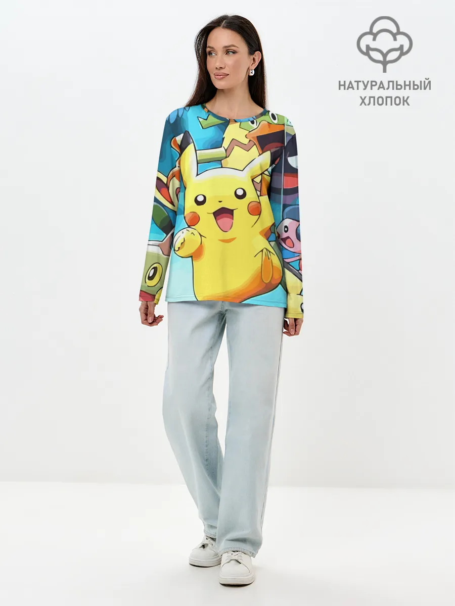 Лонгслив женский. Хлопок / Pokrmons