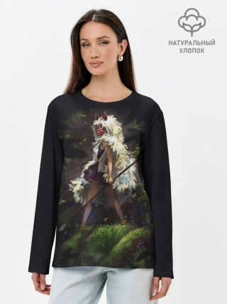 Лонгслив женский. Хлопок / Принцесса Мононоке
