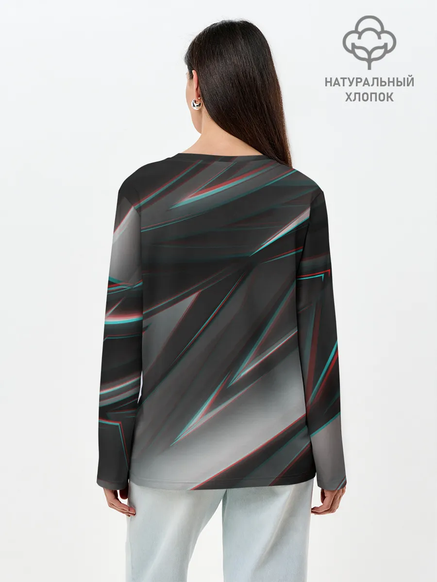 Лонгслив женский. Хлопок / GEOMETRY STRIPES GLITCH