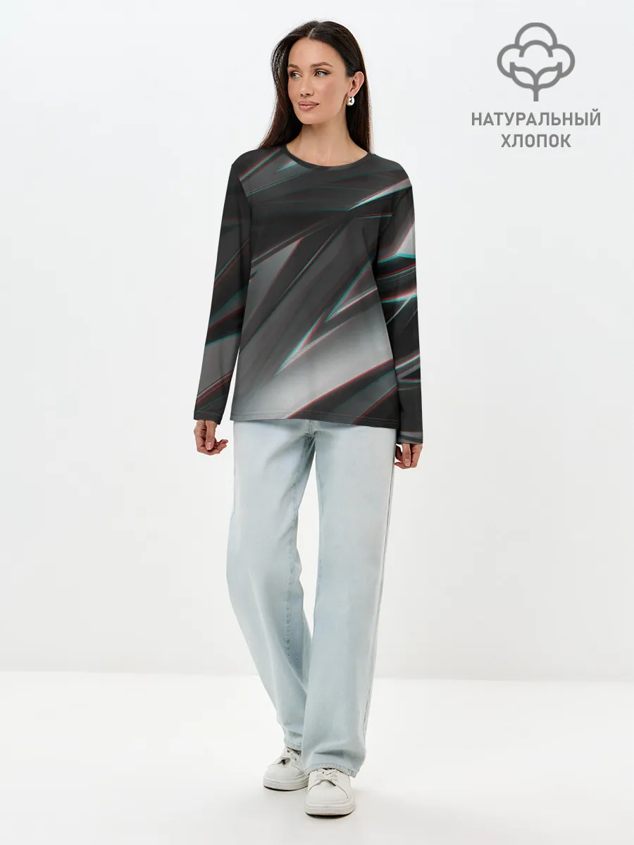 Лонгслив женский. Хлопок / GEOMETRY STRIPES GLITCH