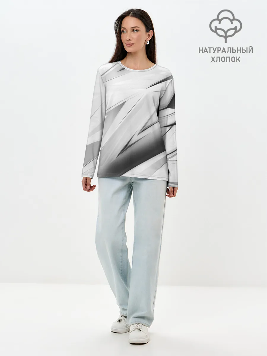Лонгслив женский. Хлопок / GEOMETRY STRIPES WHITE