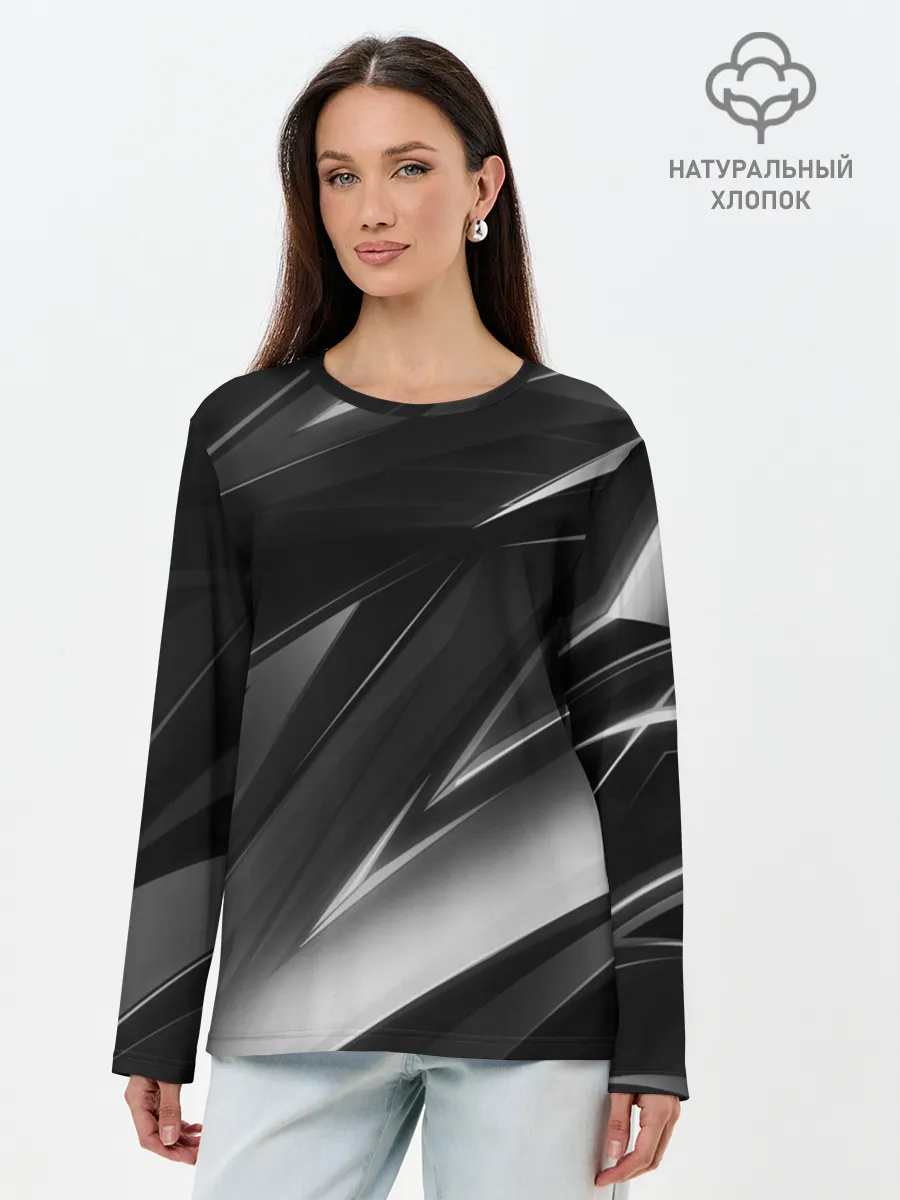 Лонгслив женский. Хлопок / GEOMETRY STRIPES BLACK & WHITE