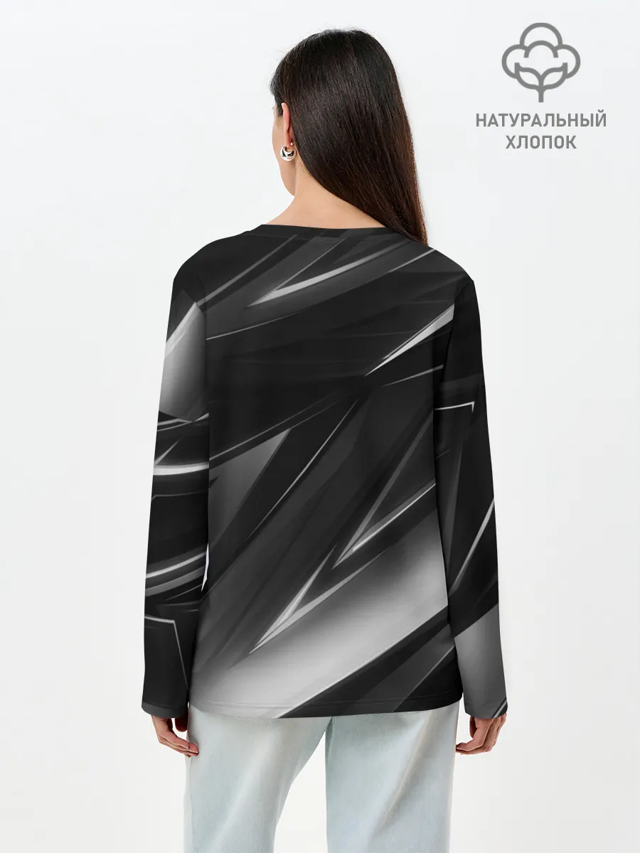 Лонгслив женский. Хлопок / GEOMETRY STRIPES BLACK & WHITE