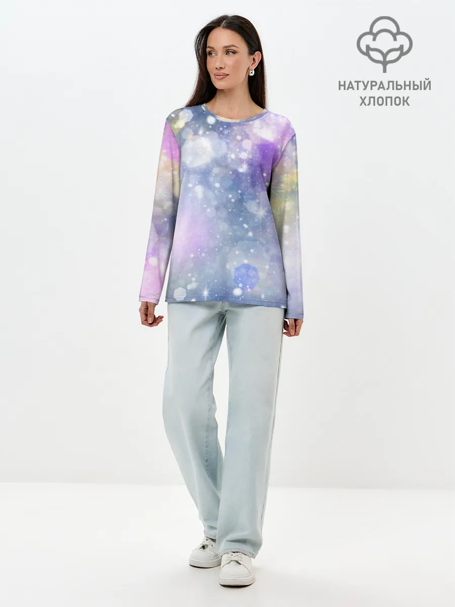 Лонгслив женский. Хлопок / Звездное небо