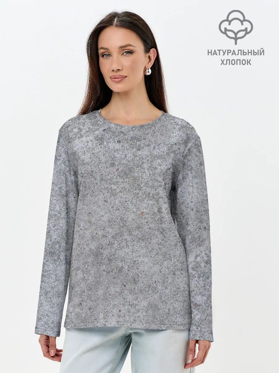 Лонгслив женский. Хлопок / Серый бетон