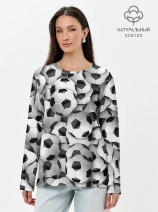 Лонгслив женский. Хлопок / футбольные мячи много