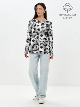 Лонгслив женский. Хлопок / футбольные мячи много