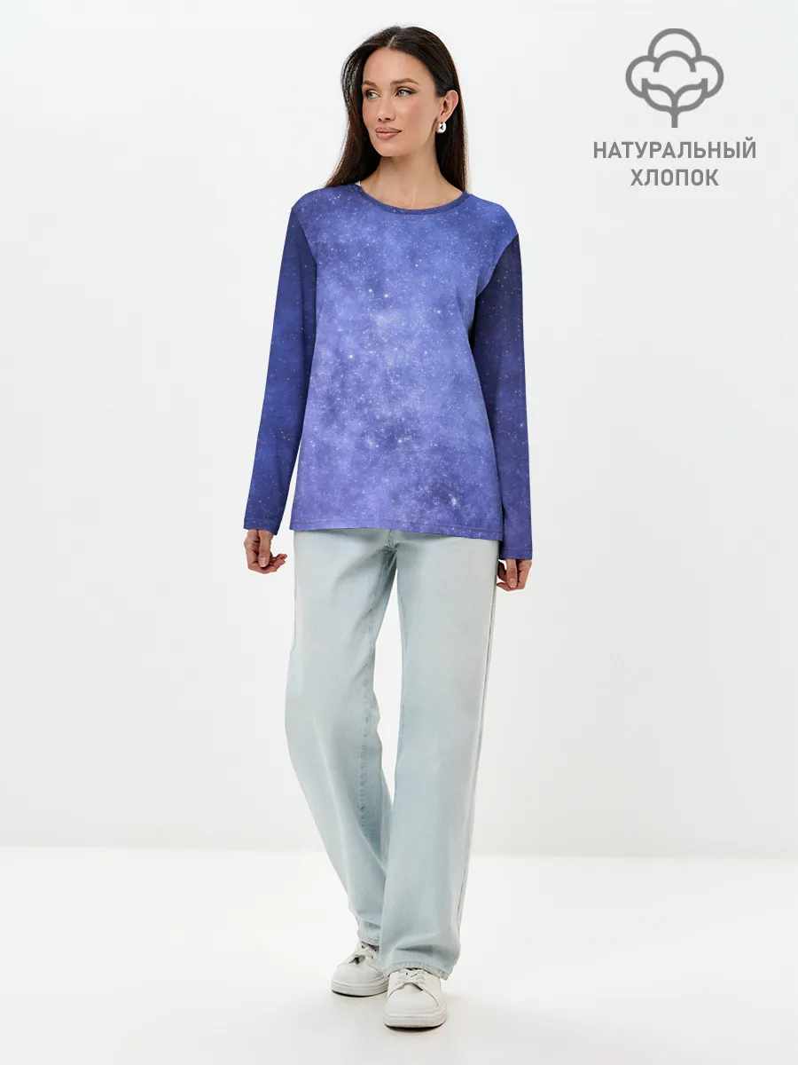 Лонгслив женский. Хлопок / Звезды в космосе