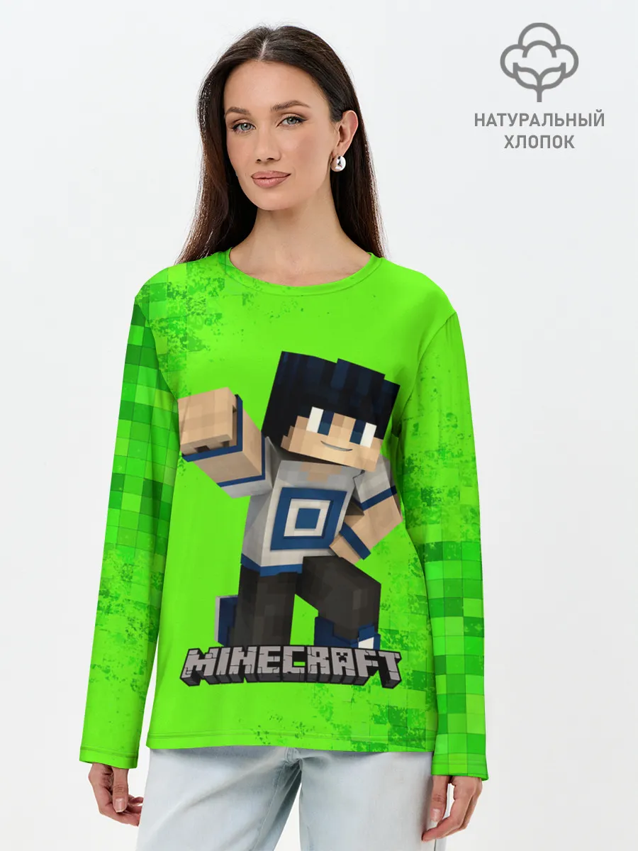 Лонгслив женский. Хлопок / MINECRAFT