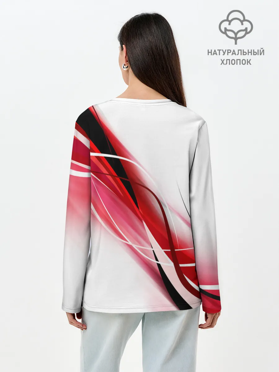 Лонгслив женский. Хлопок / GEOMETRY STRIPES RED