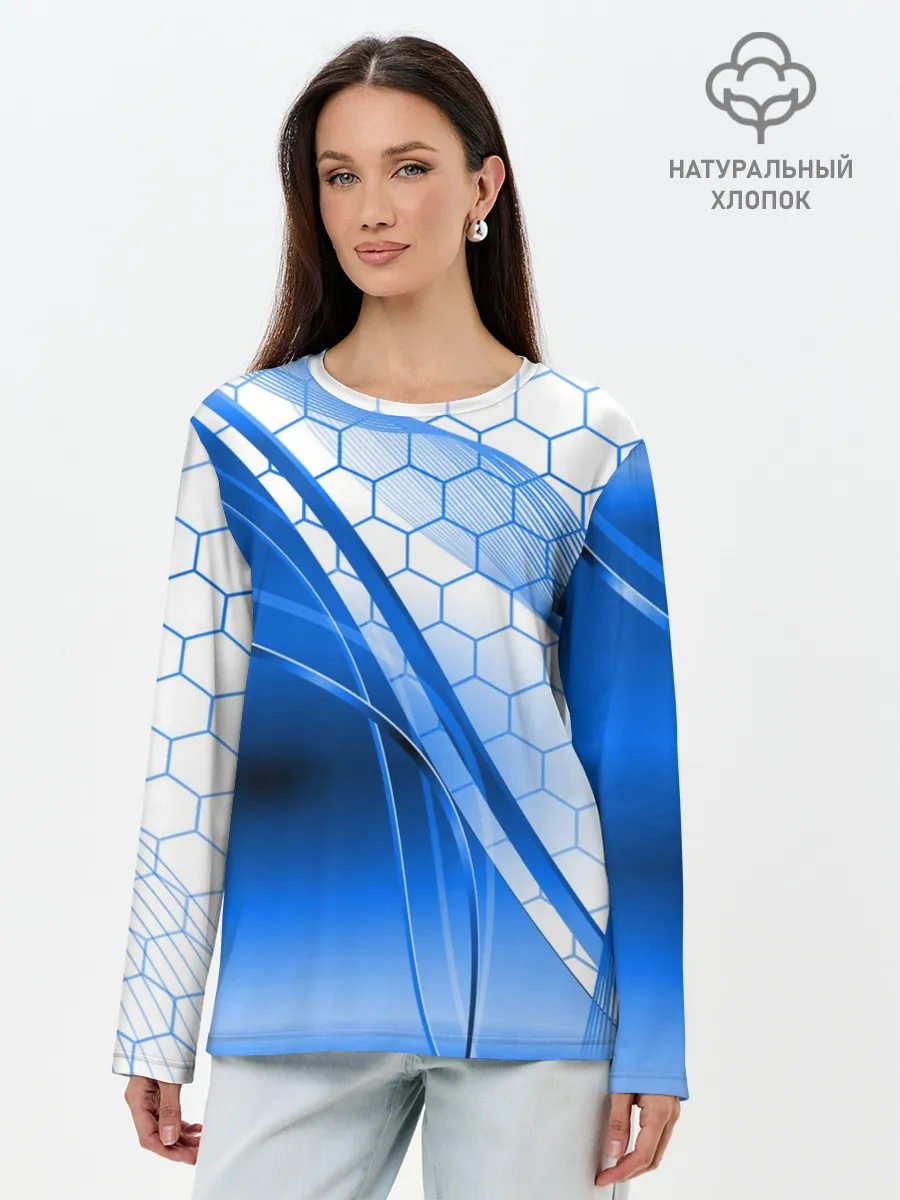 Лонгслив женский. Хлопок / ABSTRACT BLUE