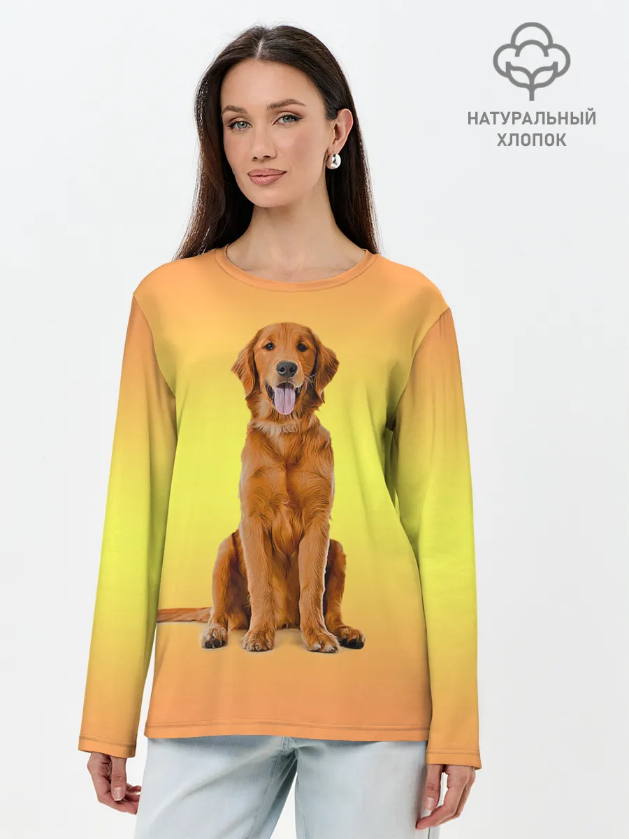 Лонгслив женский. Хлопок / Золотистый ретривер