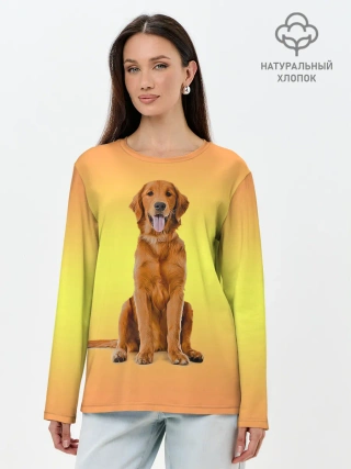Лонгслив женский. Хлопок / Золотистый ретривер