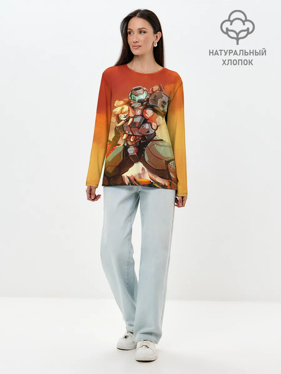 Лонгслив женский. Хлопок / ANIMAL CROSSING x DOOM ETERNAL