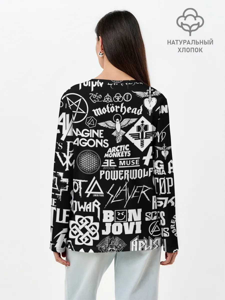 Лонгслив женский. Хлопок / ЛОГОТИПЫ РОК ГРУПП