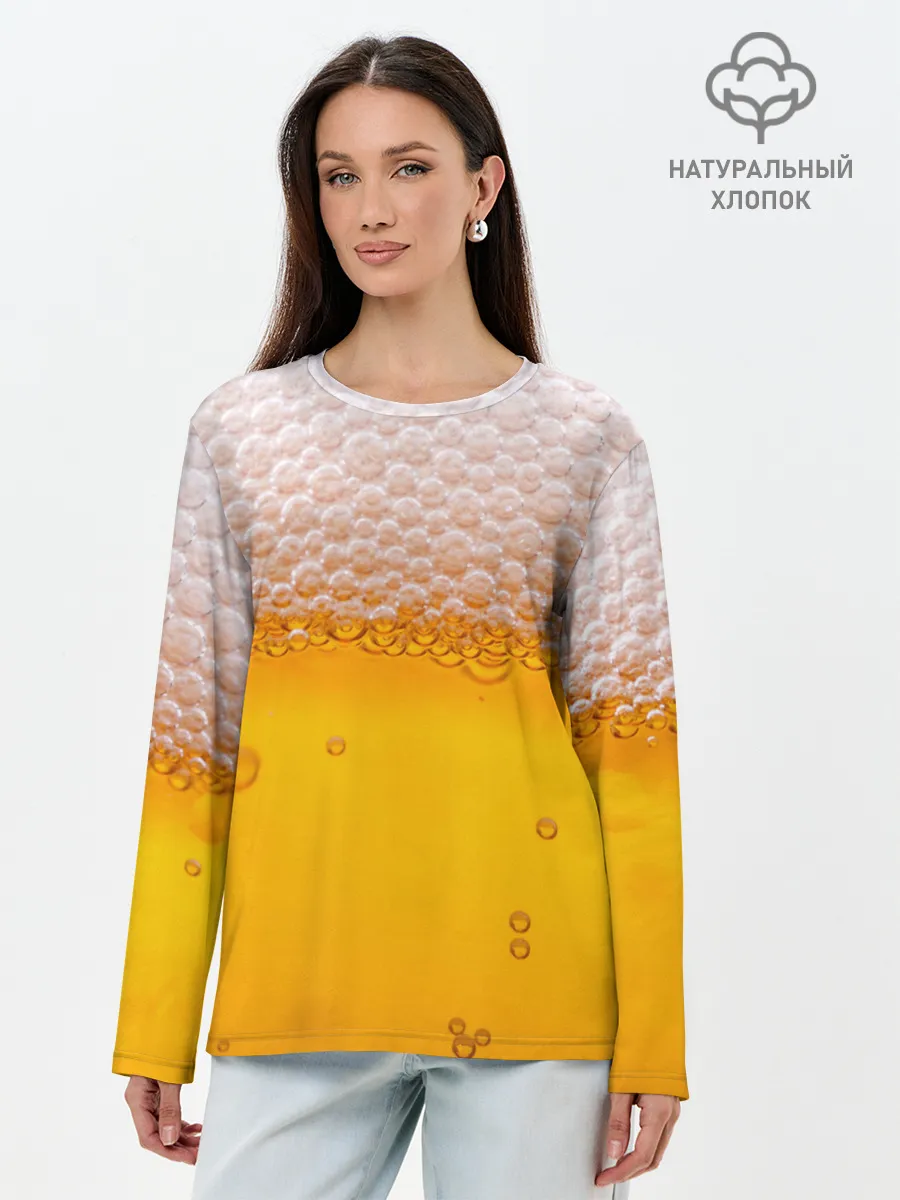 Лонгслив женский. Хлопок / ЖИВОЕ ПЕННОЕ