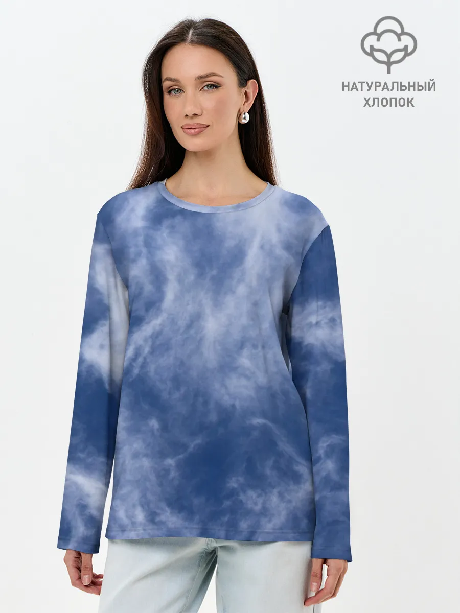 Лонгслив женский. Хлопок / Облака в небе