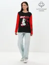 Лонгслив женский. Хлопок / monokuma красные потертости
