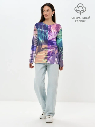 Лонгслив женский. Хлопок / Тропики