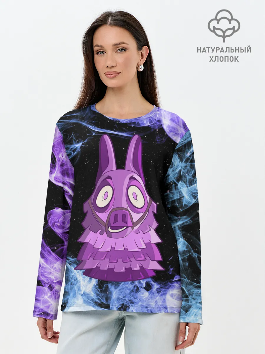 Лонгслив женский. Хлопок / Lama Fortnite