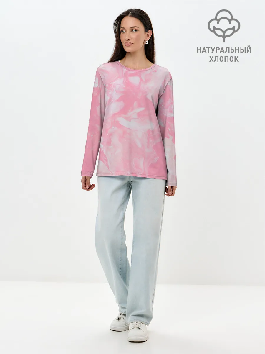 Лонгслив женский. Хлопок / Розовая Богемия