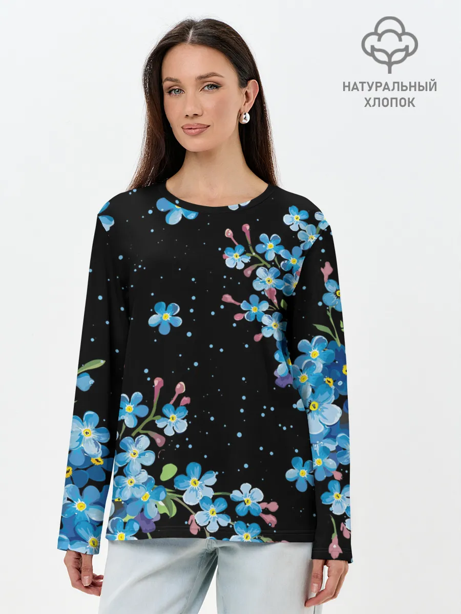 Лонгслив женский. Хлопок / НЕЗАБУДКИ