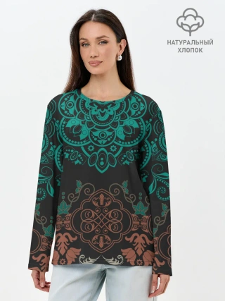 Лонгслив женский. Хлопок / кружево