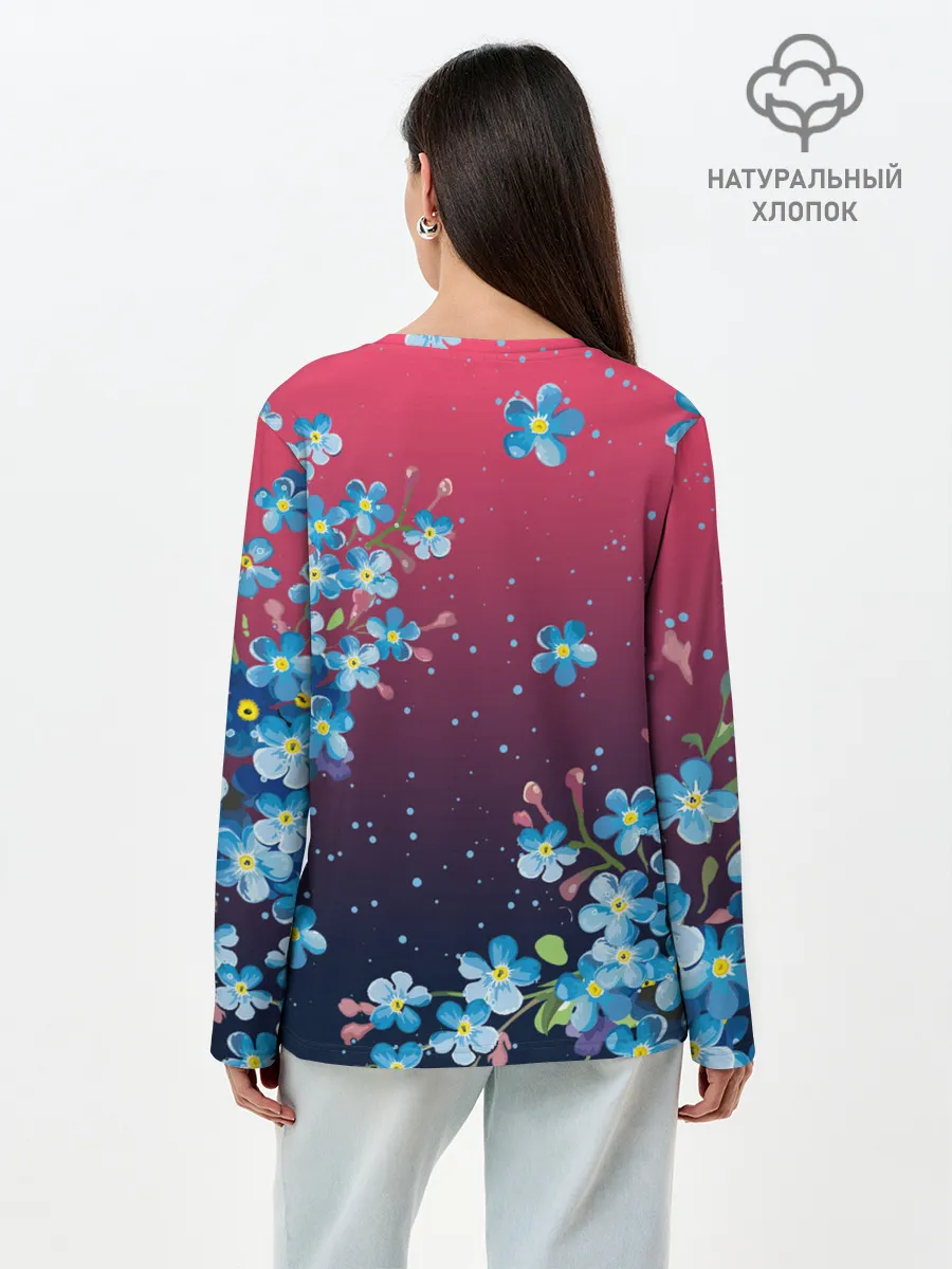 Лонгслив женский. Хлопок / НЕЗАБУДКИ