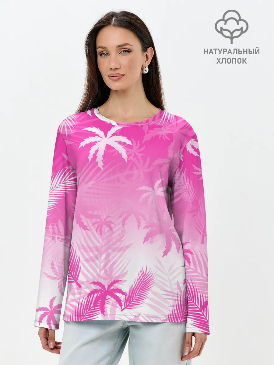 Лонгслив женский. Хлопок / БЕЛЫЕ ПАЛЬМЫ ПАЛЬМЫ
