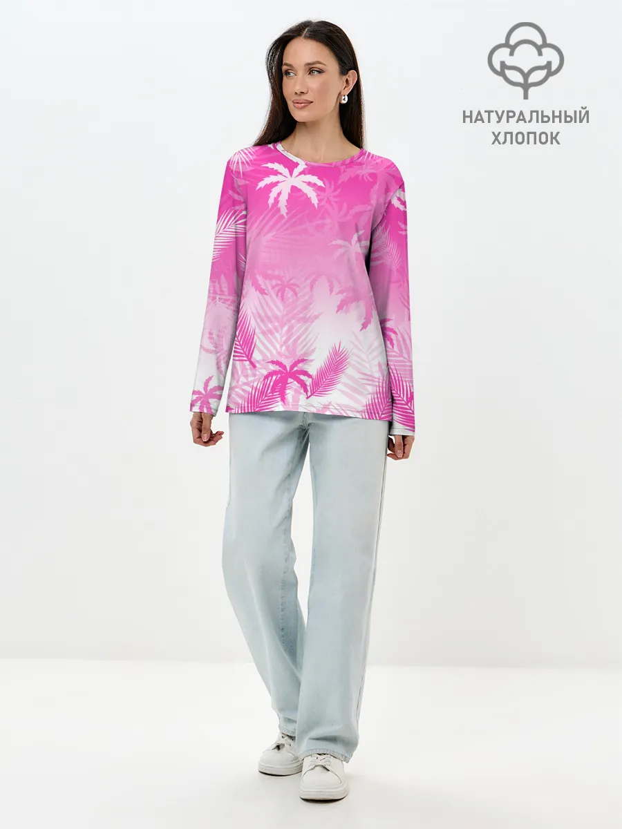 Лонгслив женский. Хлопок / БЕЛЫЕ ПАЛЬМЫ ПАЛЬМЫ