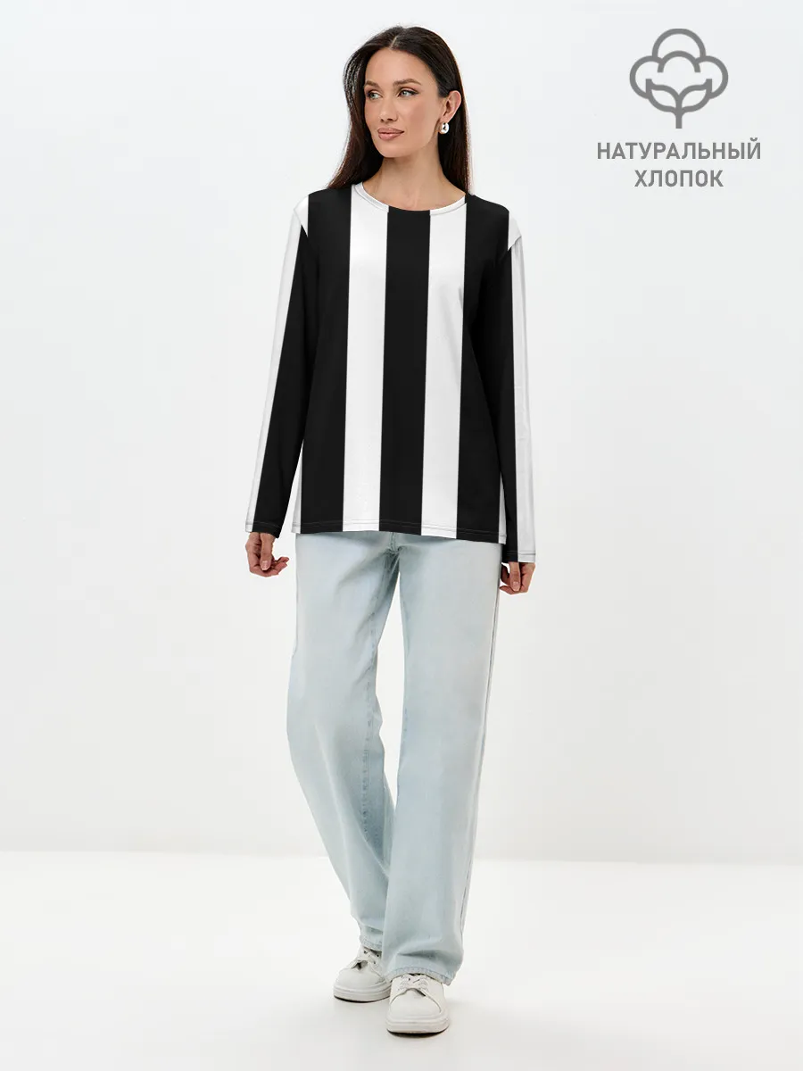 Лонгслив женский. Хлопок / Полоска