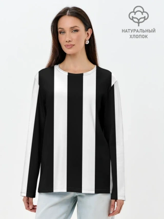 Лонгслив женский. Хлопок / Полоска