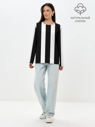 Лонгслив женский. Хлопок / Полоска